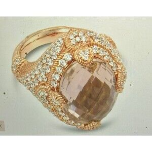 Judith Classic 14K Rose Clad Simulated Morganite Gemstone Ring Sz 10